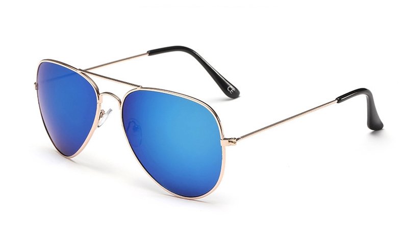 Sensolatino Italian Polarized Sunglasses Aviator Aviano Gold L Blue