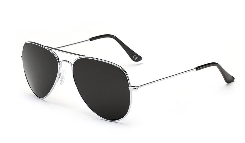 Sensolatino Italian Polarized Sunglasses Aviator Aviano Silver L Black