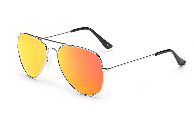 Sensolatino Italian Polarized Sunglasses Aviator Aviano Silver L Orange