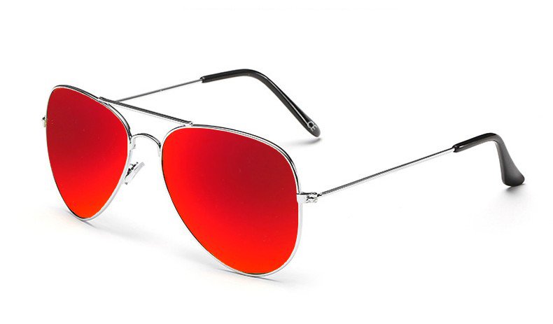 Sensolatino Italian Polarized Sunglasses Aviator Aviano Silver L Red