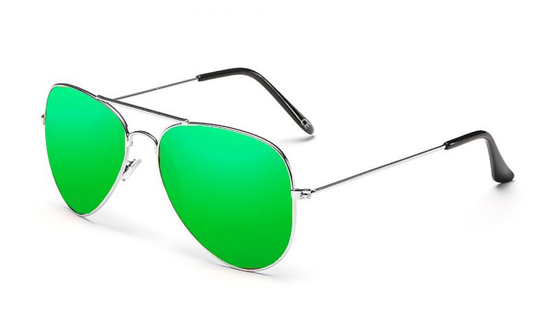 Sensolatino Italian Polarized Sunglasses Aviator Aviano Silver S Green