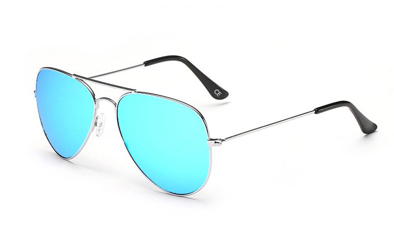 Sensolatino Italian Polarized Sunglasses Aviator Aviano Silver S Ice Blue