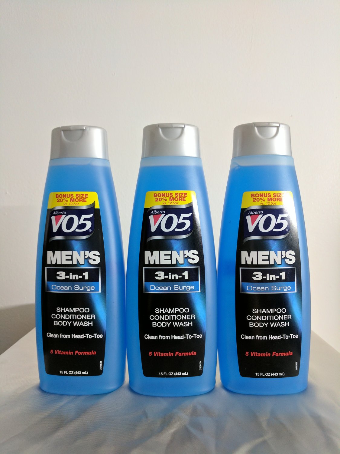 Three VO5 Men's Ocean Surge, 3-in-1, Shampoo-Conditioner-Body Wash