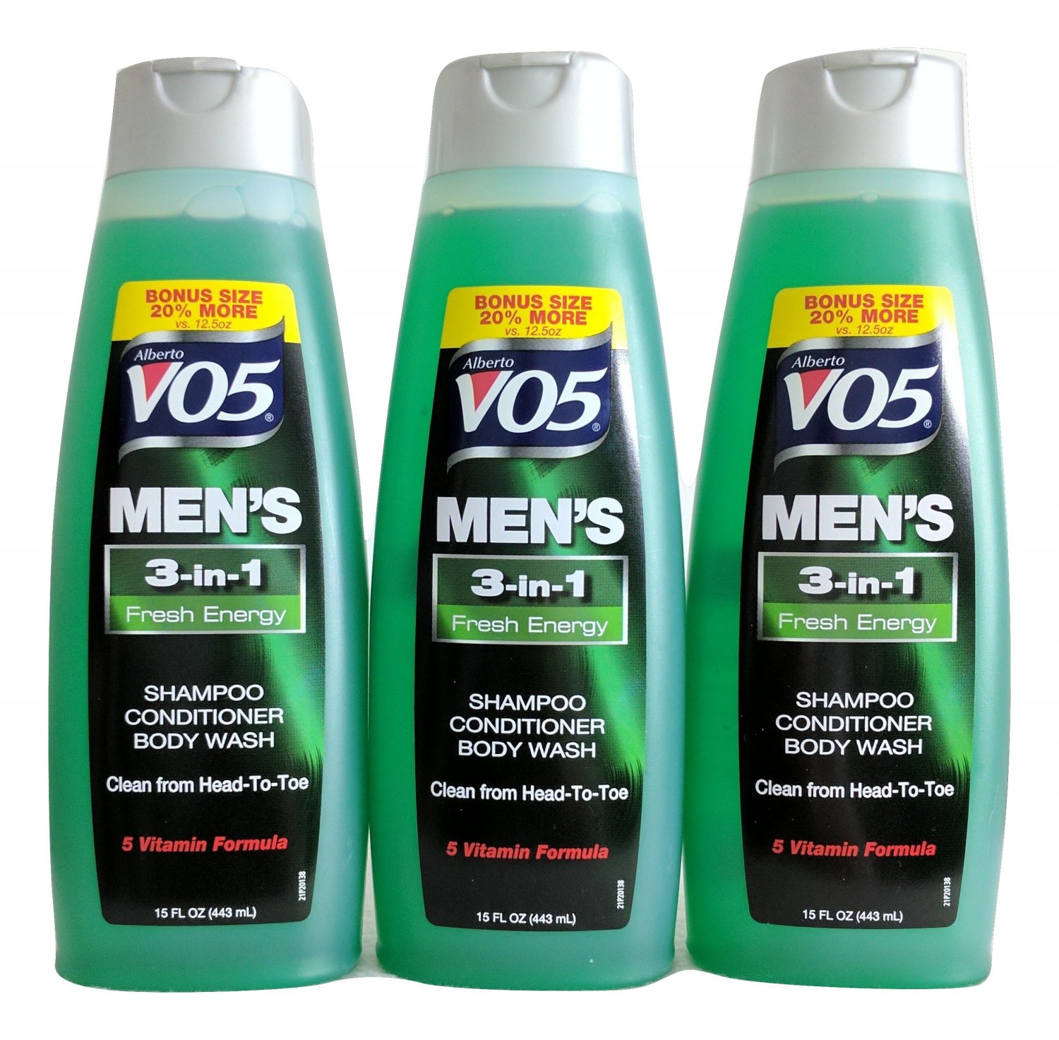 Three VO5 Men's Fresh Energy, 3-in-1, Shampoo-Conditioner-Body Wash