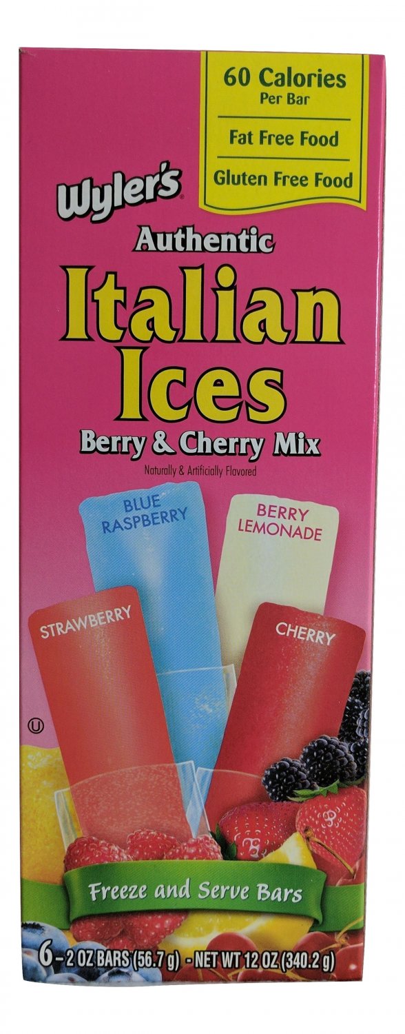 Wyler's Authentic Italian Ices, 60 Calories Per Bar, Fat Free & Gluten Free Food