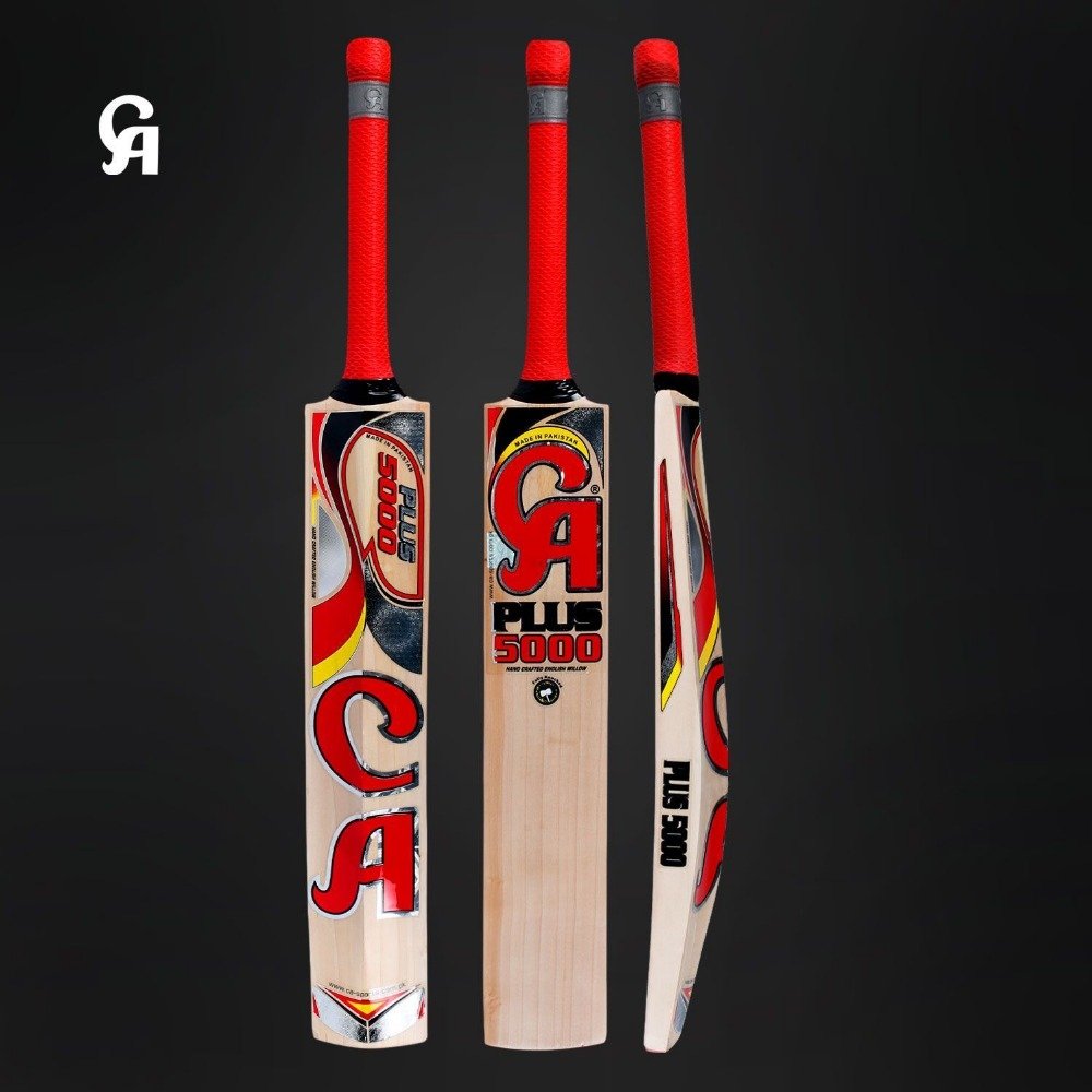 CA English Willow Cricket Bat Plus 5000 Weight Range: 2.7 Lbs with free Grip+Bag+Protector