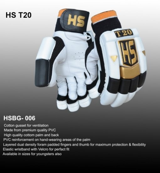 HS T-20 Batting Gloves Made of Original Pittards Leather Available for LH & RH Batsman