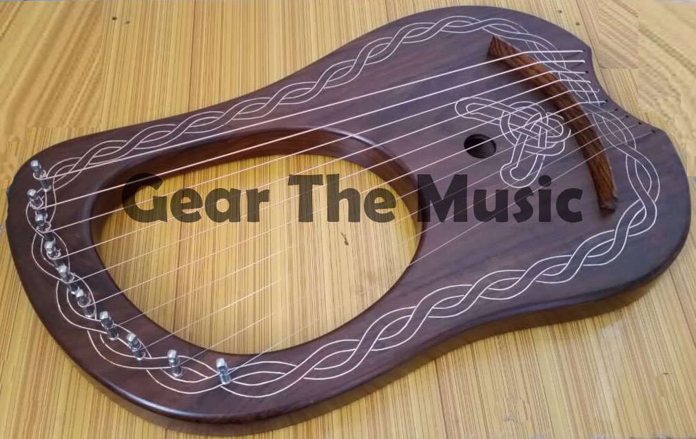 10 Metal Strings Celtic Irish Lyre Harp Made From Rosewood Hand Engraved