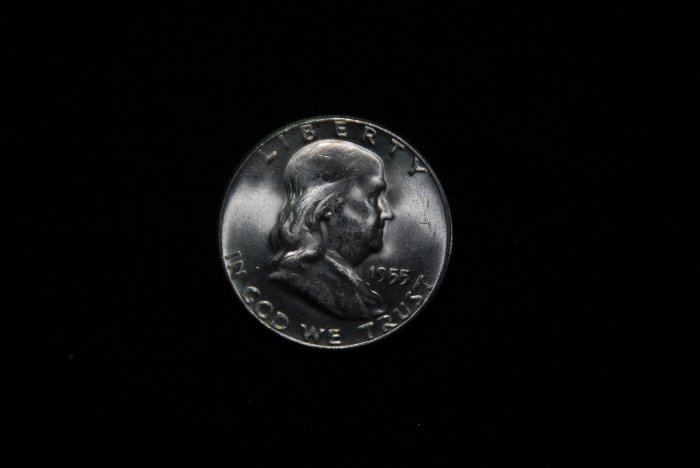 1955 FRANKLIN 90% Silver Half Dollar Gem BU from MInt Roll