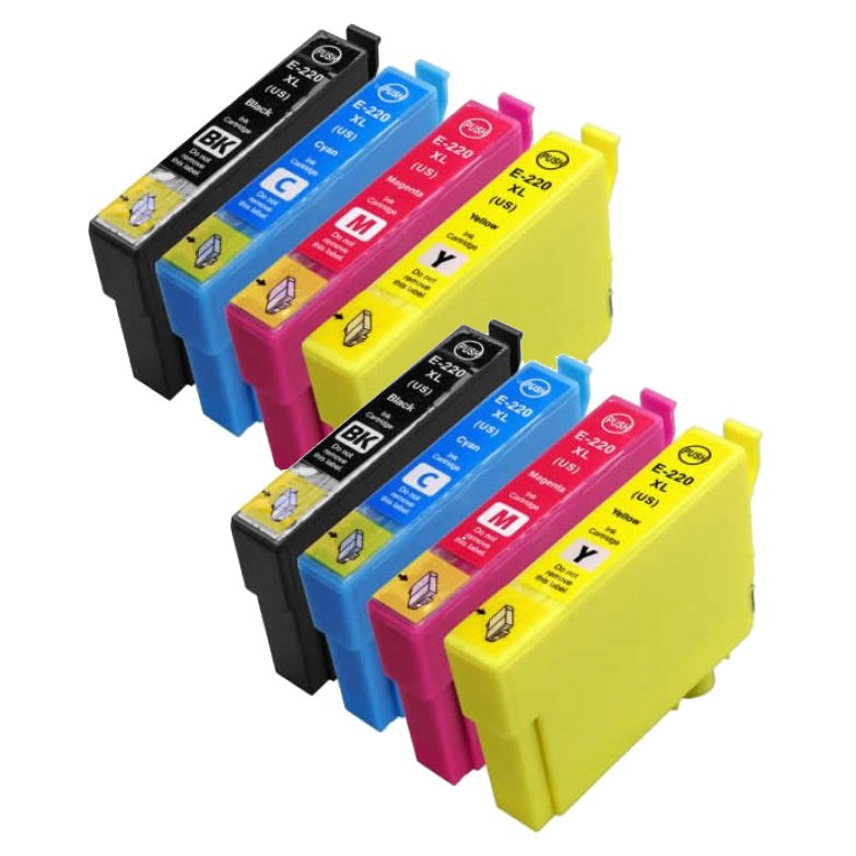 8 Pack Epson 220XL ink, XP-320, XP-420, XP-424, WF-2630, WF-2650, WF-2660