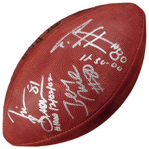 Mounted Memories Rice, Brown, Carter Autographed "1000 Catches" Football
