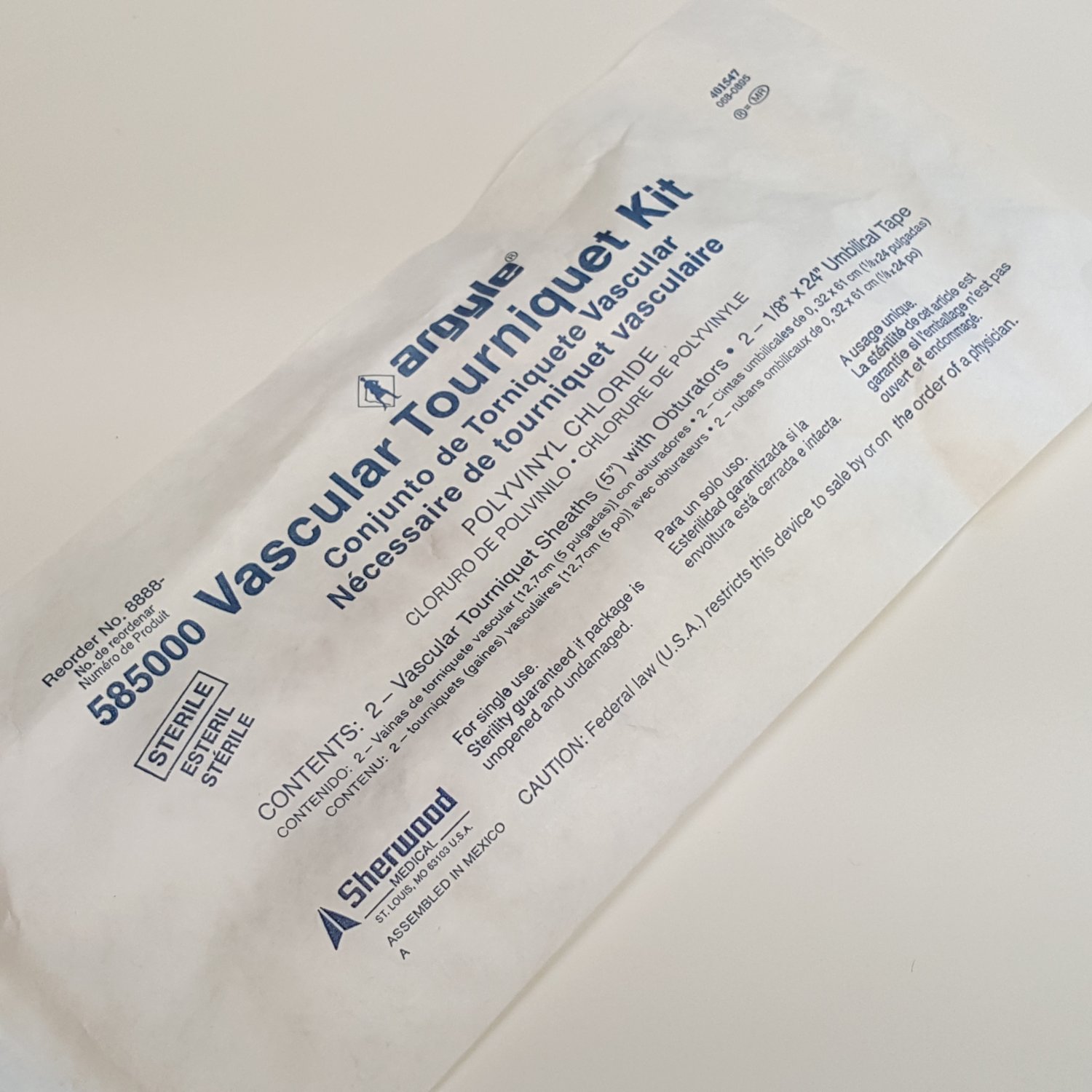 Argyle 585000 Vascular Tourniquet Kit Sherwood Medical