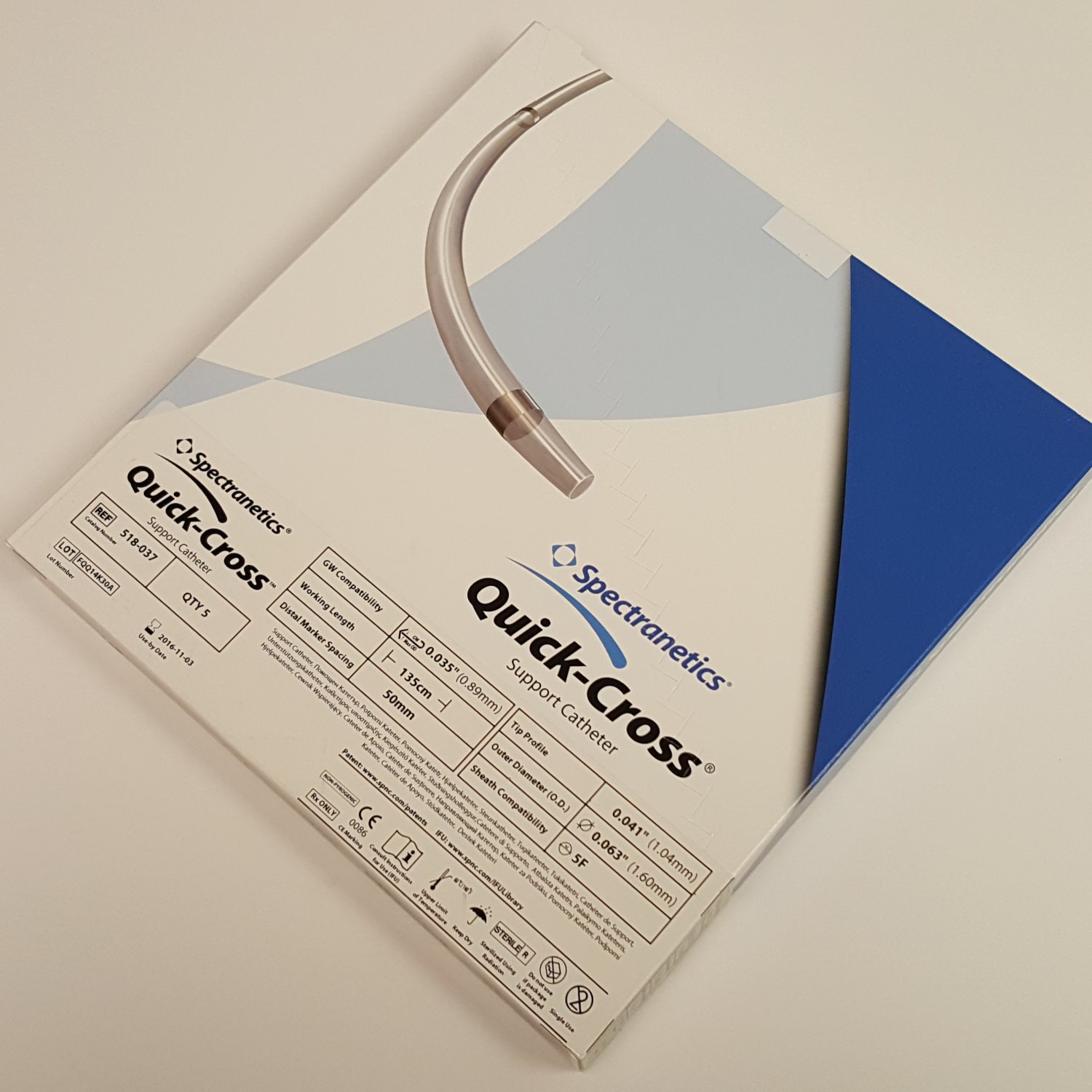 Box of 5, Spectranetics 518-037 Quick-Cross Select Support Catheter 5F