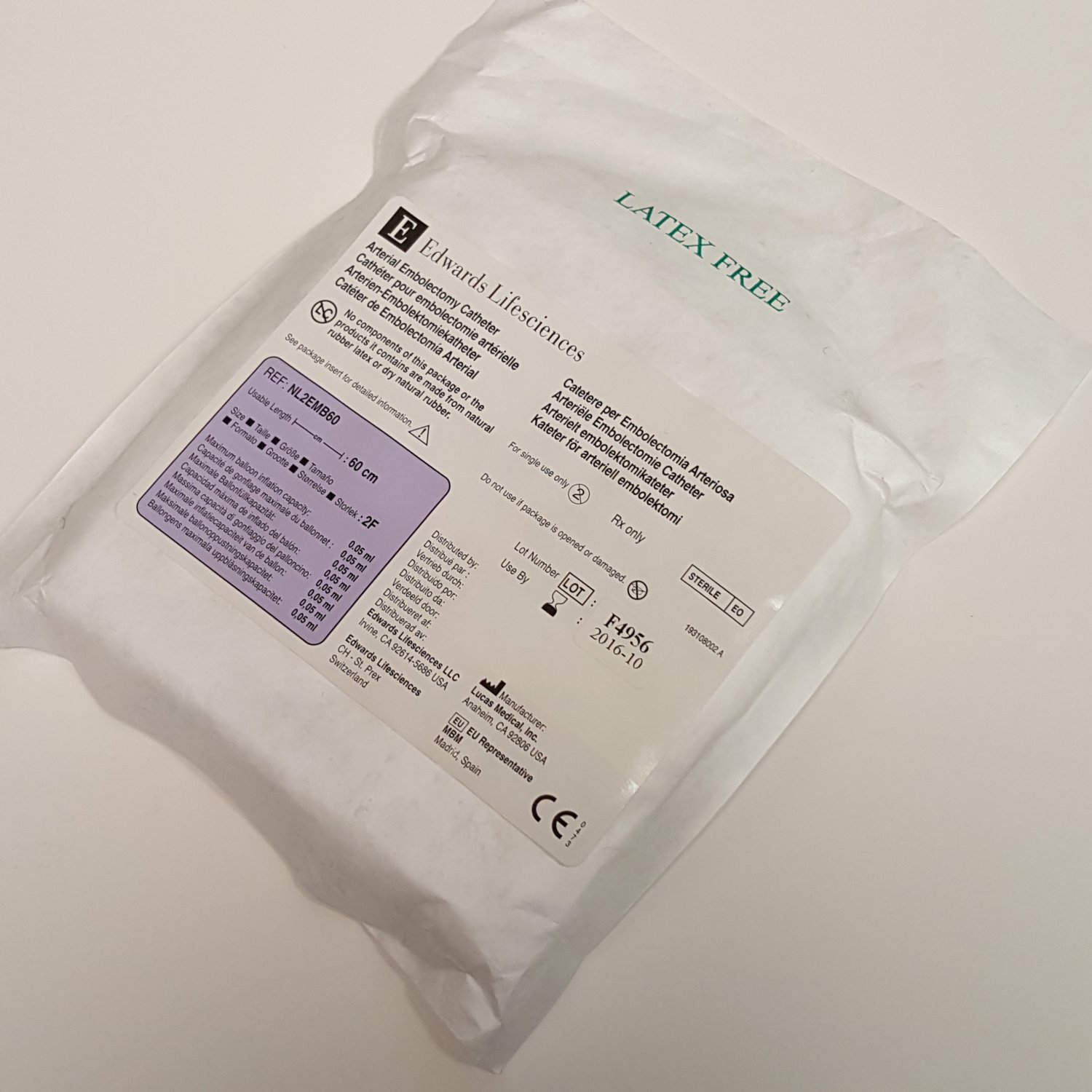 Edwards Lifesciences NL2EMB60 Arterial Embolectomy Catheter