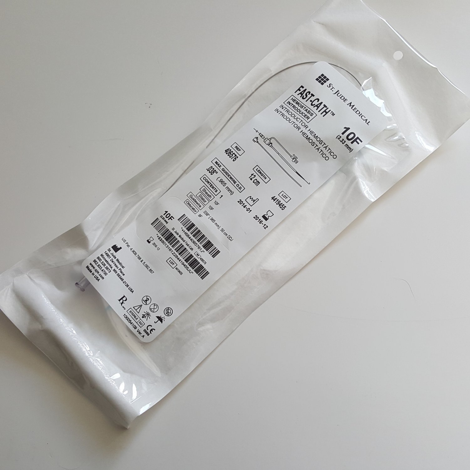St. Jude Medical Hemostasis Introducer 406576, Fast-Cath 10F