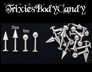 **New Price** 14g, Labret with Spike, 8mm