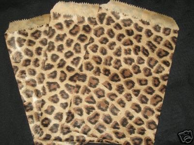 **New Price** 100, Exotic Leopard Paper Gift Bags 4"x6" Add an Exotic Look, Wholesale