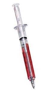 12 Blood RED Syringe Pens. Red INK, Brand NEW