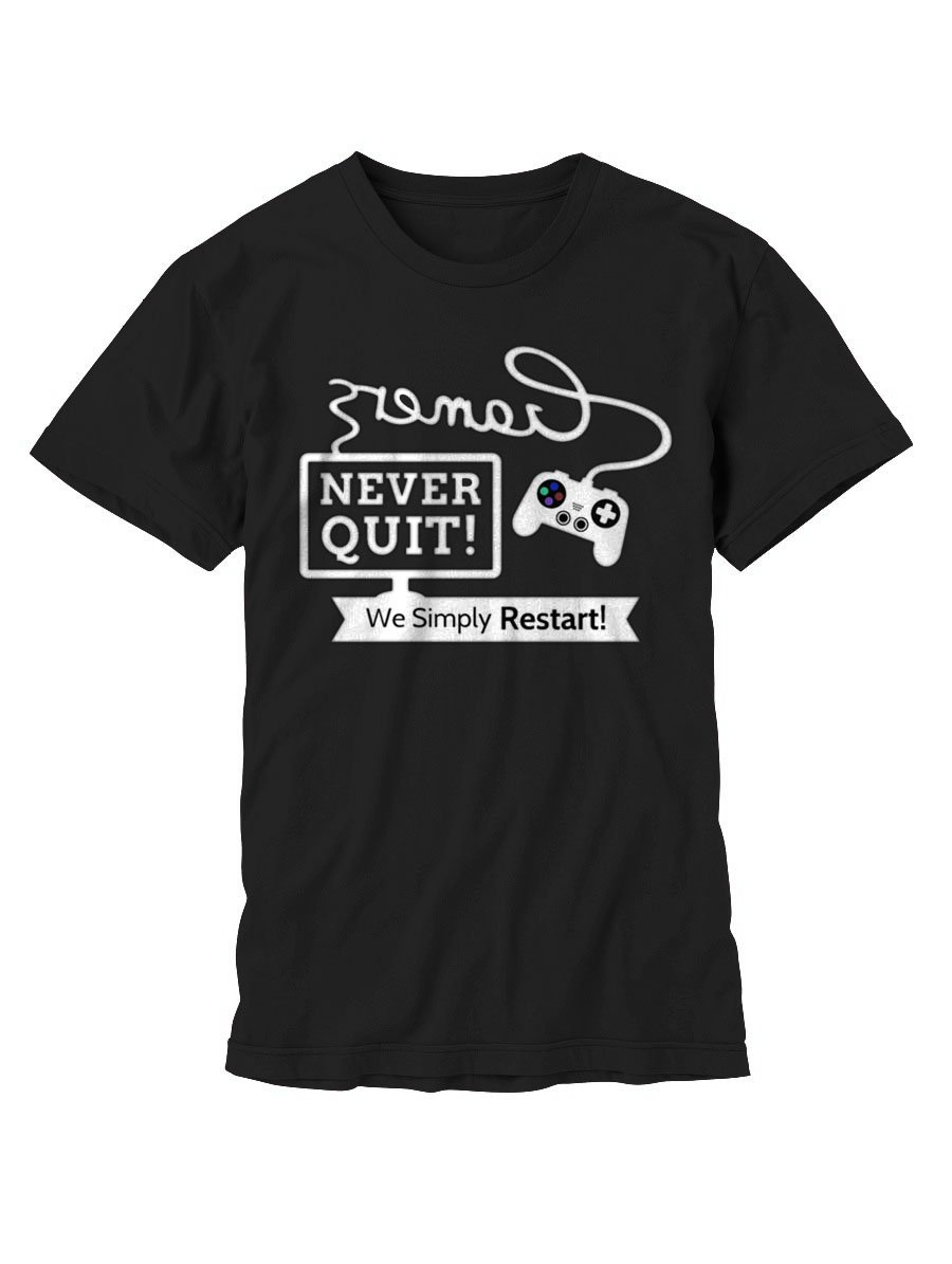 Gamer Never Quit Men's T-shirt We Simply Restart Black T-shirt
