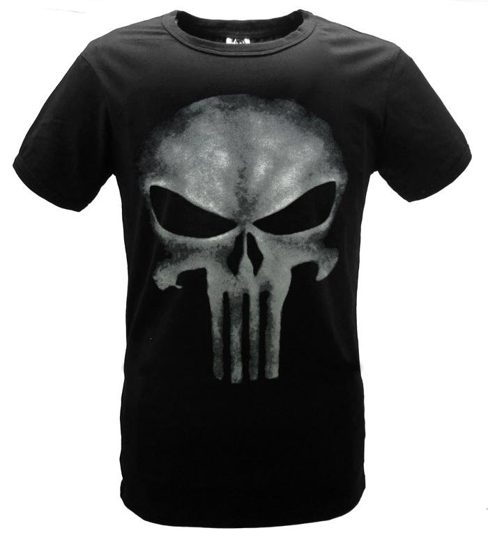The Punisher T-shirt Skull Printing Black Fashion Adult Men Short Sleeves Tee Shirt