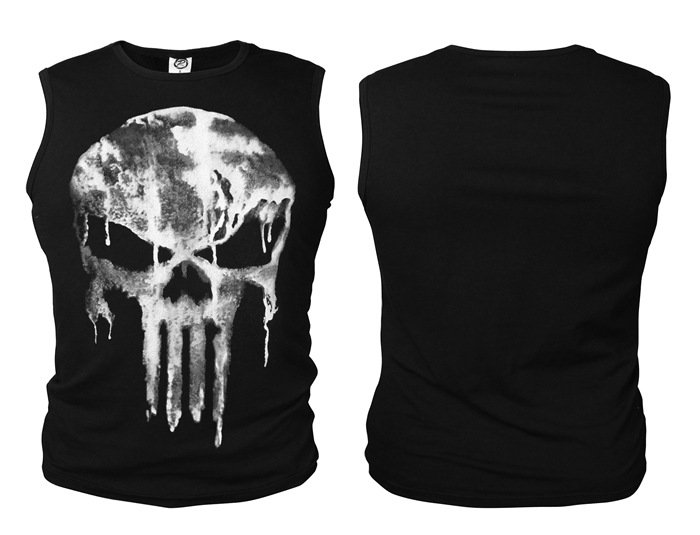 The Punisher T-shirt Skull Priting Black Fashion Men Sleeveless Tee Shirt