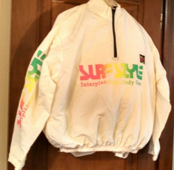 Surf Style white iridescent vintage nylon beach wear pullover One Size Fits All