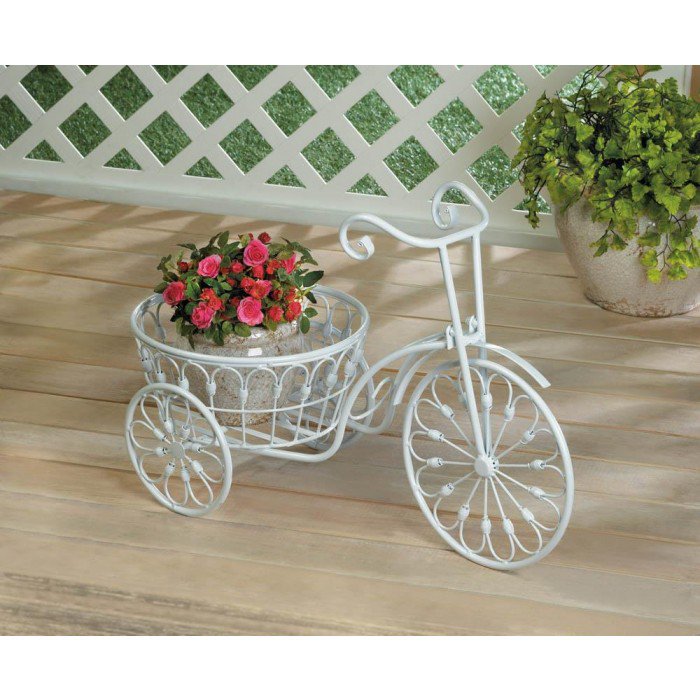 White Bicycle Planter