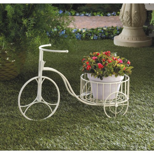 White Metal Tricycle Planter