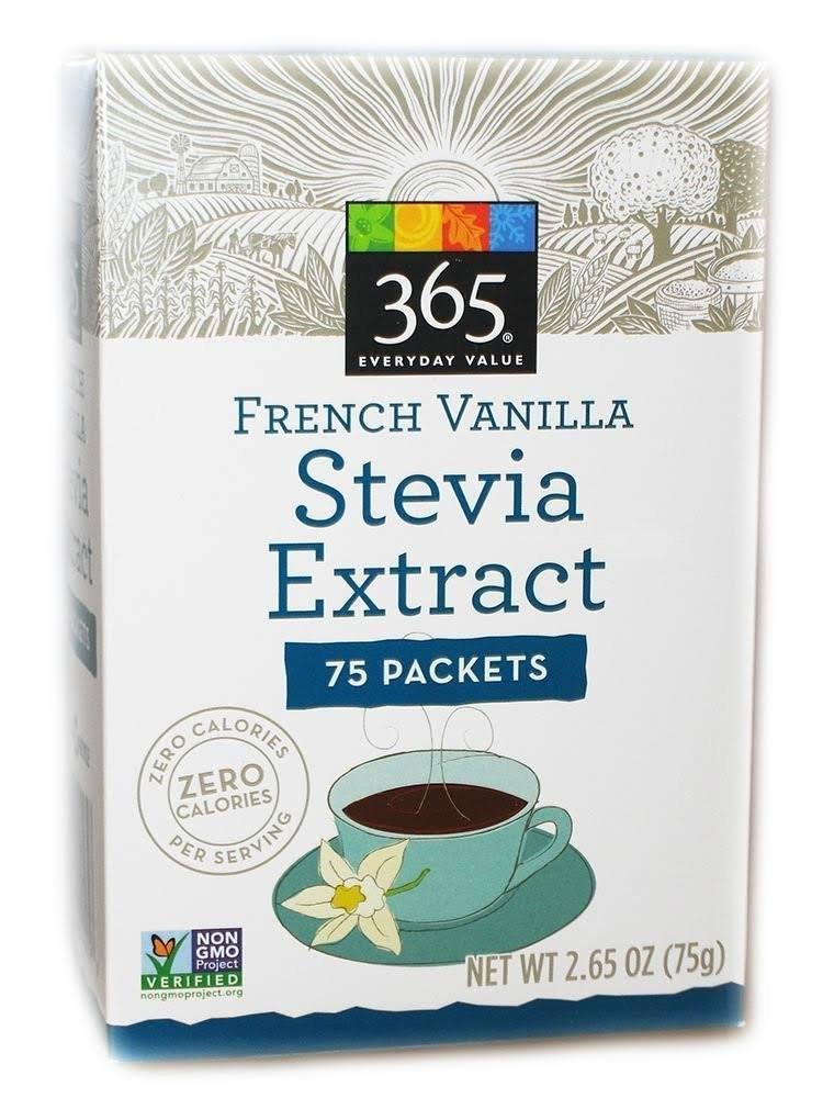 365 Everyday Value Organic French Vanilla STEVIA extract Sweetener 75 packets