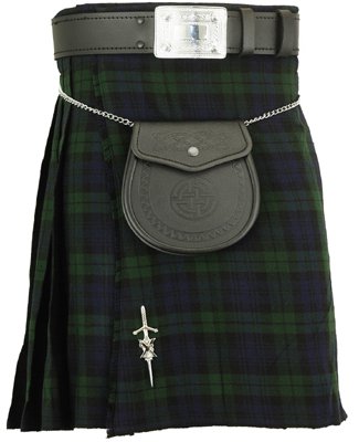 56 Size Black watch traditional tartan kilt highland acrylic skirt