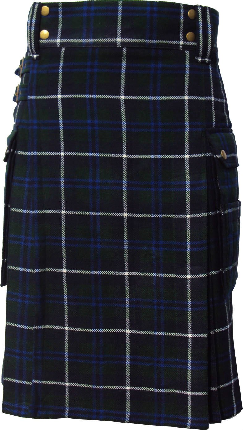 46 Size Scottish Highland Wears Active Men Modern Pocket Douglas Blue Tartan Prime Kilts