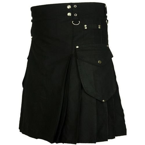38" Size Scottish Active Men Cargo Pocket Cotton Utility Kilt For Men