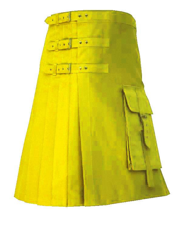60 Size Gothic Deluxe Highlander Yellow Brutal Grace Kilt for Active Men