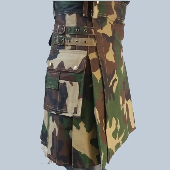 Size 58 Deluxe Quality Regular Army camo unisex adult cotton kilt