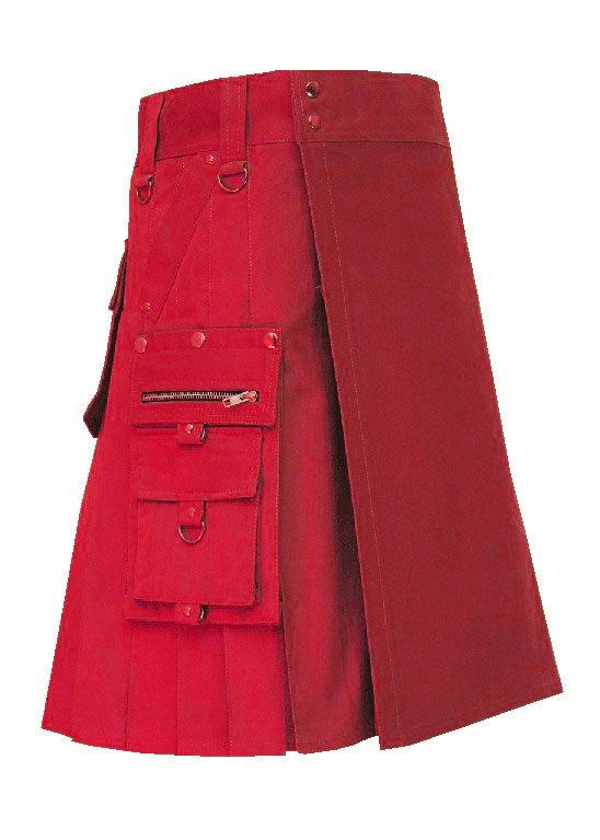 Men's 58 Size New Deluxe Scottish Cotton Gothic Khaki Fashion Utility kilt
