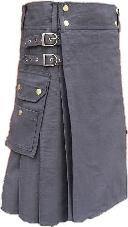 36 Size Men's Black Cotton Utility kilt Premium Quality Deluxe Custom Made Utility Kilt