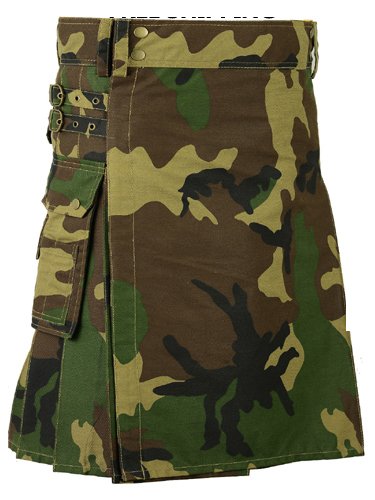 38 Size Men Handmade Digital Army Camo Kilt, Tactical Custom Camping Hiking Kilt