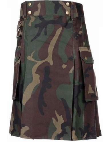 44 Waist Handmade Men Jungle Camo Utility Combat Kilt With Pockets Cargo Big Pockets