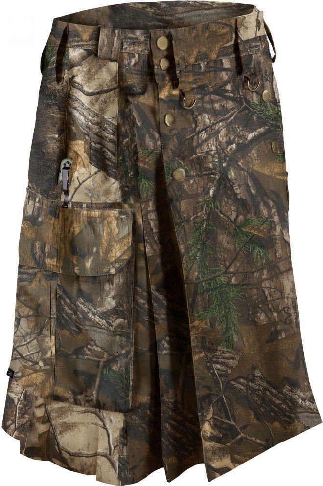 30" Taichi Men's TDK Tactical Kilt REAL TREE Camo, OUTDOOR Camping Cotton Utility Kilt