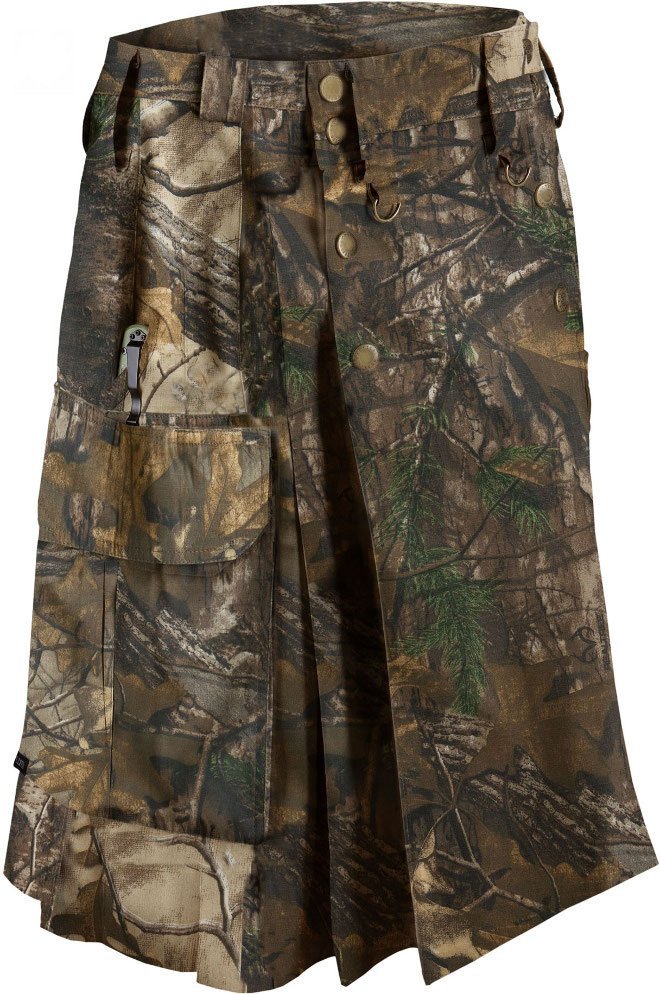 34" Taichi Men's TDK Tactical Kilt REAL TREE Camo, OUTDOOR Camping Cotton Utility Kilt
