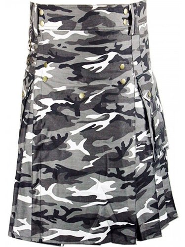 Taichi Men's TDK 58 Size Scottish Urban Camo Utility Kilt, Highland 100% Handmade Cargo Duty Kilt