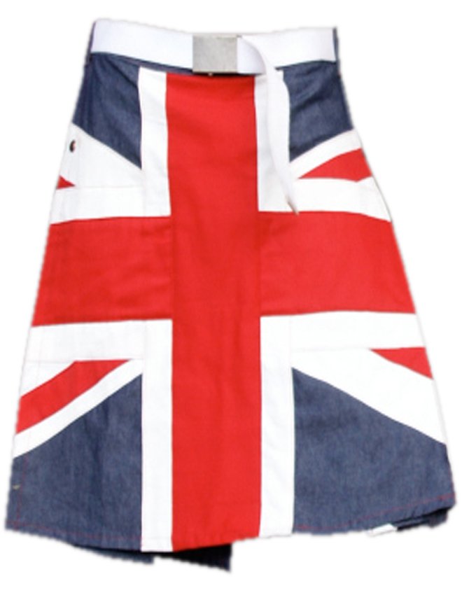 60" Waist UK Flag Hybrid Utility Kilt United Kingdom Flag Kilt with Custom Pattern