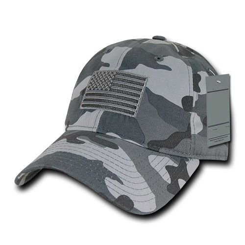 Gray Camo USA US American Flag United States America Army Polo Baseball Hat Cap