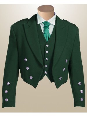 NEW GREEN COLOR Men SCOTTISH ARGYLE JACKET & VEST