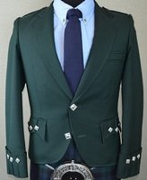 New Menâs Handmade Green Scottish Argyle kilt Jacket & Waistcoat/Vest