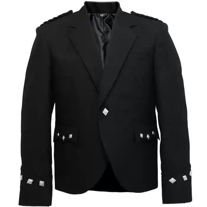 New Menâs Handmade Black Scottish Argyle kilt Jacket & Waistcoat/Vest