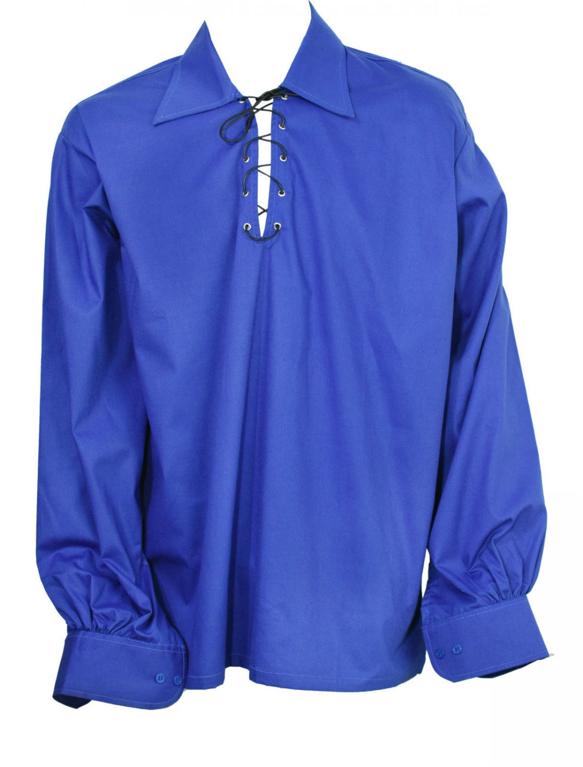 Men's 3XL Royal Blue Scottish Highland Jacobean Jacobite Shirt, Gillie Kilt Shirt