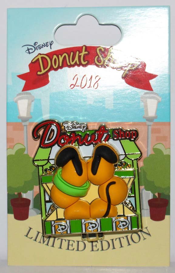Disney Parks Pin of the Month Donut Shop Pluto Pin LE 3000 Hinged 