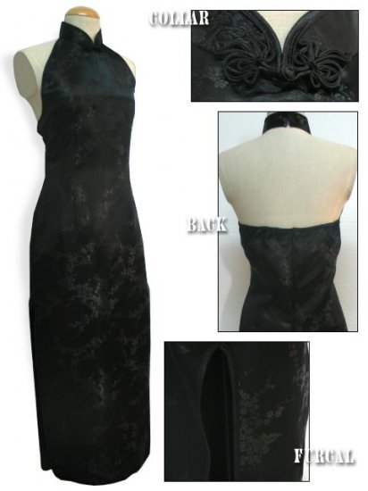Backless Chinese Dress: Black