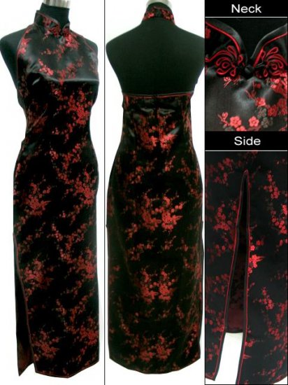 Backless Chinese Dress: Black and Red